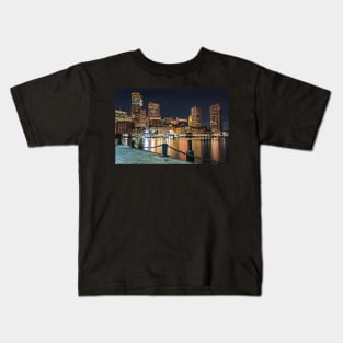 Boston Waterfront Boston Skyline Boston MA Harbor Towers Kids T-Shirt